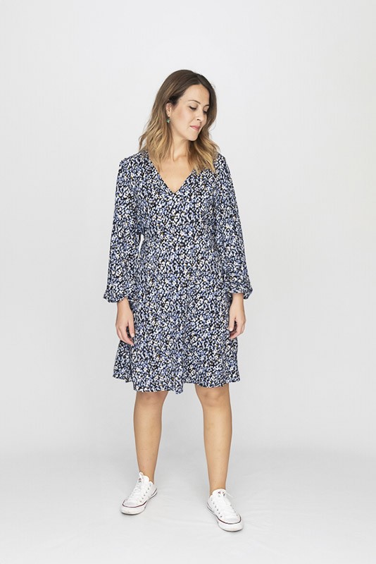 Vestido Josa Dusty Blue Flower B Young
