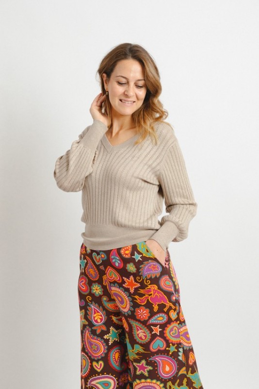 Jersey Morla Beige Pointelle B Young