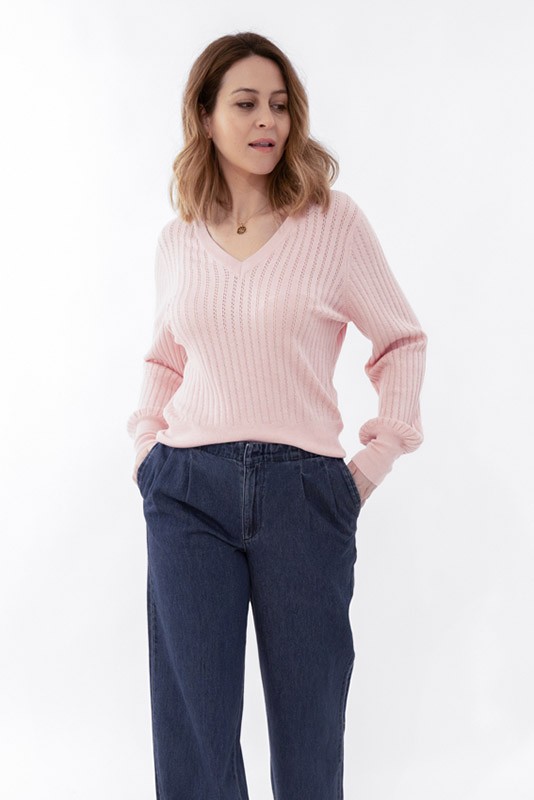 Jersey Morla Pointelle Pink B Young