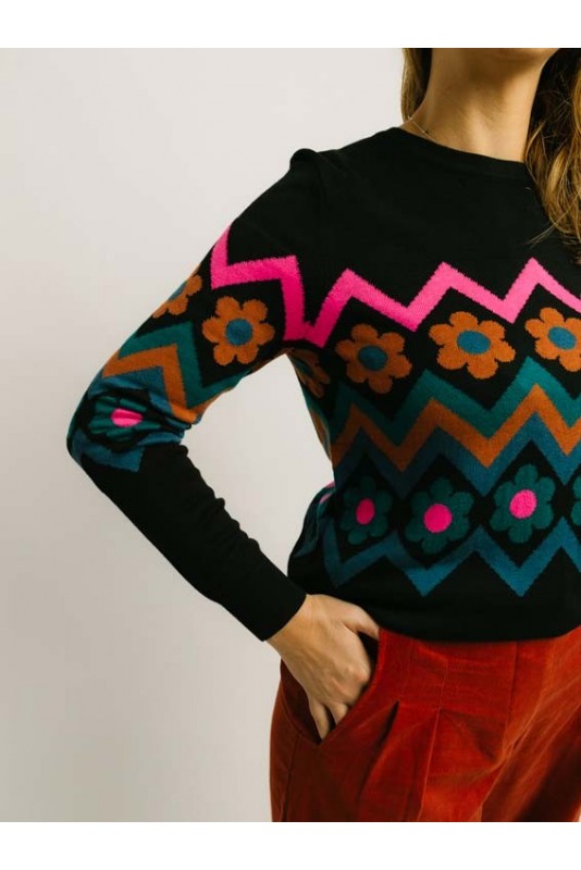 Jersey Rita Flower Chevron Sugarhill