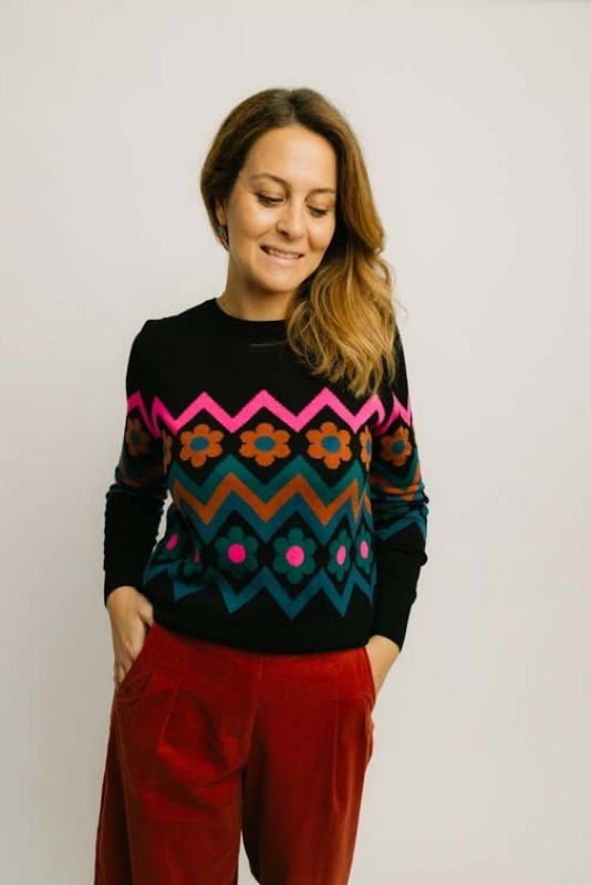 Jersey Rita Flower Chevron Sugarhill