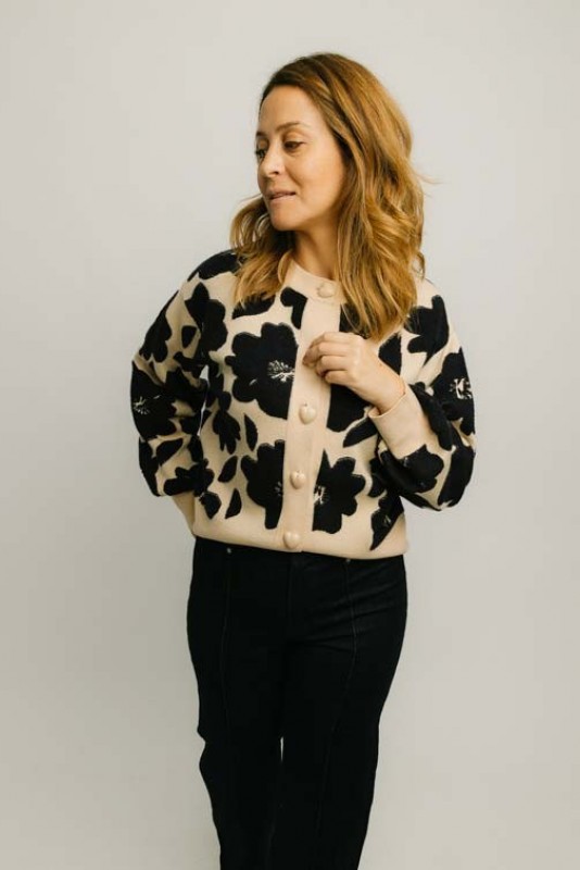 Cardigan Floral Beige Pepaloves