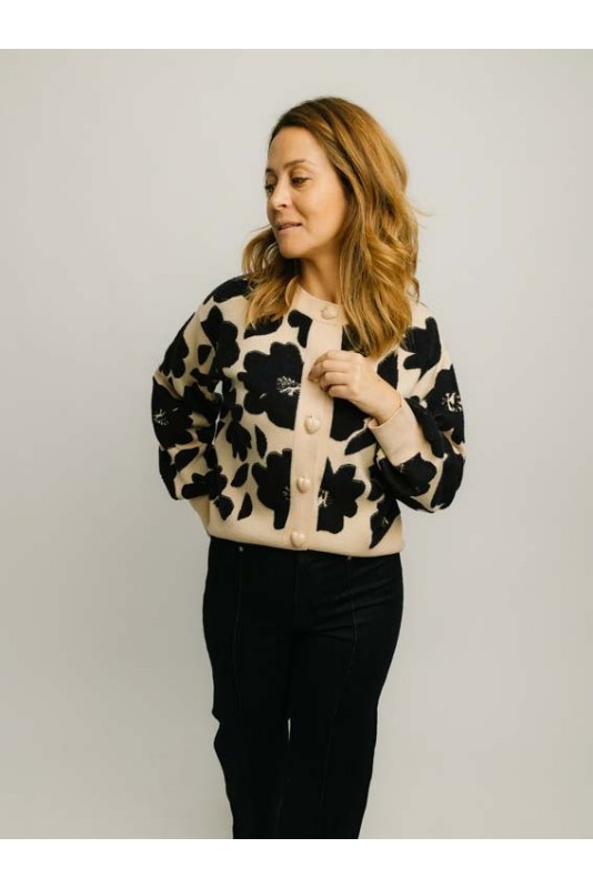 Cardigan Floral Beige Pepaloves Cardigan Floral Beige Pepaloves