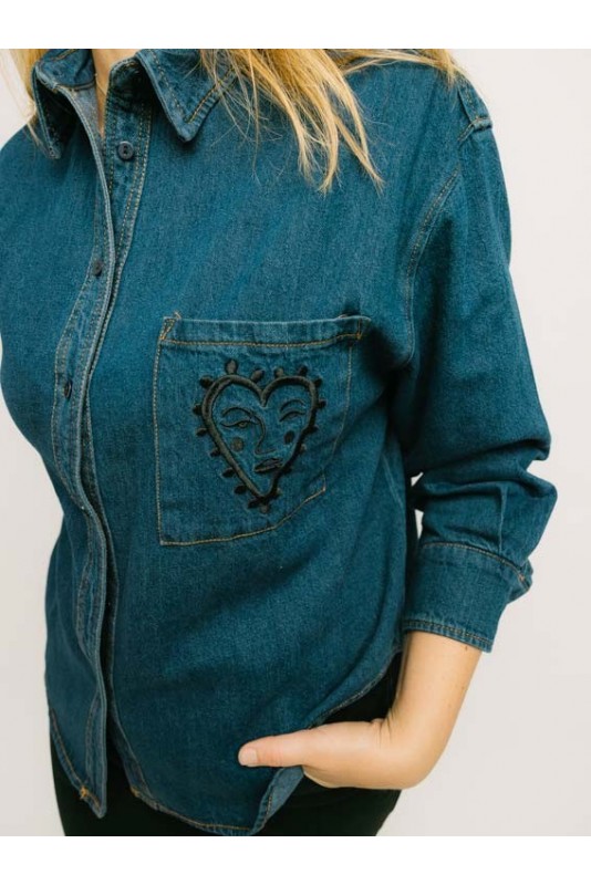 Camisa Denim Bordados Pepaloves Camisa Denim Bordados Pepaloves