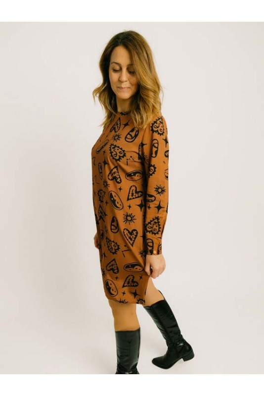 Vestido Corto Brown Hearts Pepaloves Vestido Corto Brown Hearts Pepaloves