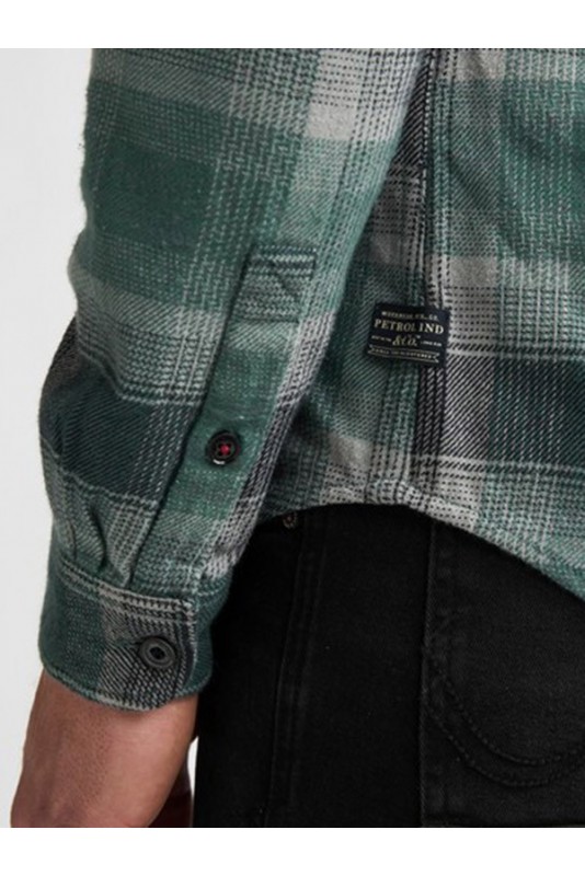 Camisa M/L Petrol Industries SIL417 Teal Green